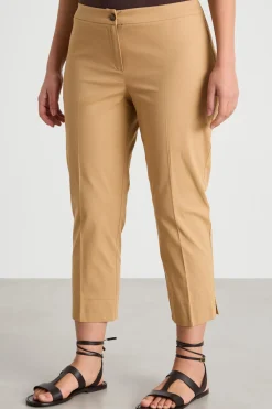 Pantalone crop aderente in gabardina - Cammello