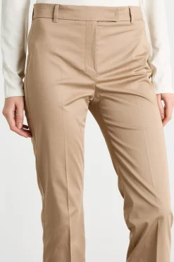 Pantalone crop aderente in raso - Cammello