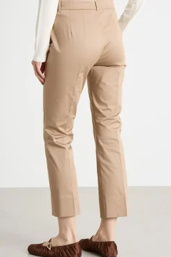 Pantalone crop aderente in raso - Cammello