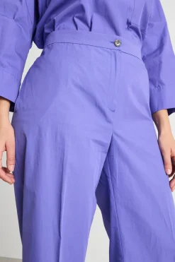 Pantalone crop e ampio con vita elasticizzata - Viola