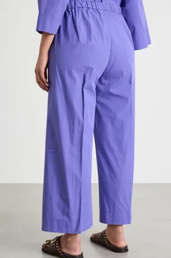Pantalone crop e ampio con vita elasticizzata - Viola