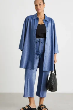 Pantalone crop in jersey - Blu