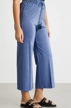 Pantalone crop in jersey - Blu