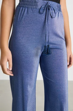 Pantalone crop in jersey - Blu