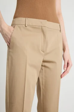 Pantalone crop in raso stretch - Cammello