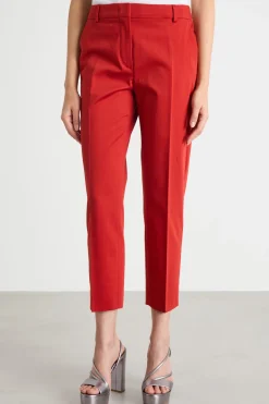 Pantalone crop in raso stretch - Rosso