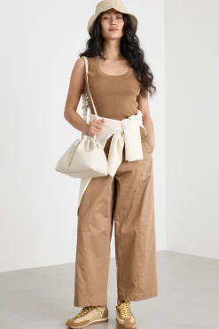 Pantalone cropped ampio - Cammello