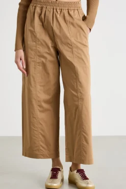 Pantalone cropped ampio - Cammello