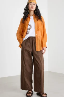Pantalone cropped ampio - Marrone