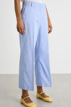 Pantalone cropped in tela - Azzurro