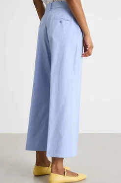 Pantalone cropped in tela - Azzurro
