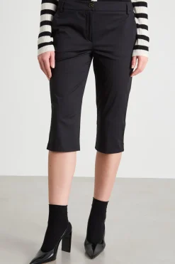 Pantalone cropped semi-aderente - Nero