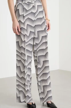 Pantalone dalla linea morbida a pois - Bianco Nero