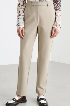 Pantalone dritto a vita alta - Beige