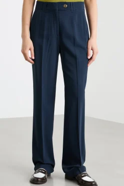 Pantalone dritto con alamari - Blu