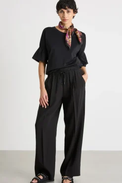 Pantalone dritto con coulisse - Nero