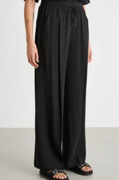 Pantalone dritto con coulisse - Nero