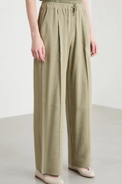 Pantalone dritto con coulisse - Verde
