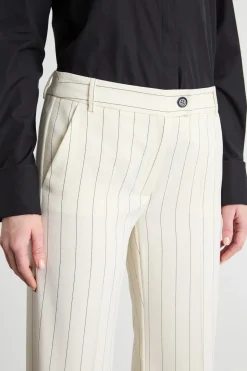 Pantalone dritto con risvolto - Bianco Nero