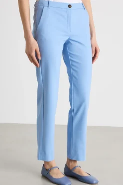 Pantalone dritto con tasche - Azzurro