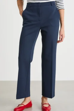 Pantalone dritto cropped alla caviglia - Blu