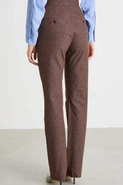 Pantalone dritto effetto jeans - Marrone