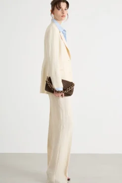 Pantalone dritto in batavia - Beige