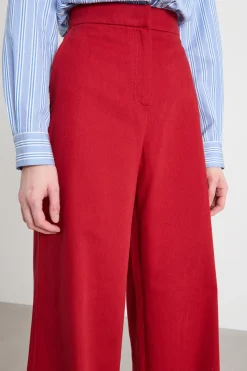 Pantalone dritto in drill - Rosso