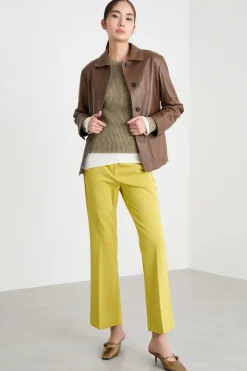 Pantalone dritto in jersey - Giallo