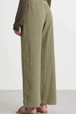 Pantalone dritto in jersey plissè - Verde