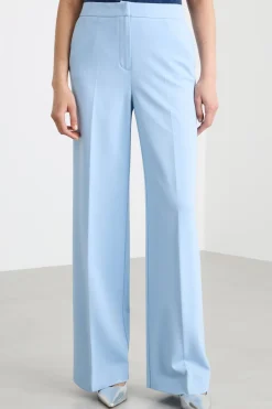 Pantalone dritto in jersey stretch - Azzurro