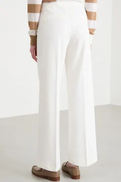 Pantalone dritto in jersey stretch - Bianco