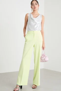 Pantalone dritto in jersey stretch - Giallo
