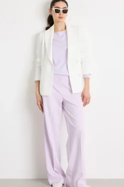 Pantalone dritto in jersey stretch - Lilla