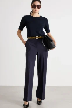Pantalone dritto in jersey stretch - Nero