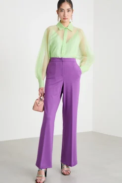 Pantalone dritto in jersey stretch - Viola