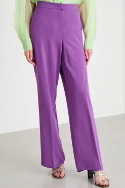 Pantalone dritto in jersey stretch - Viola