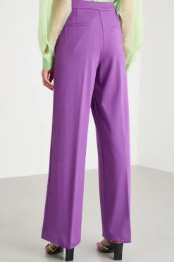 Pantalone dritto in jersey stretch - Viola