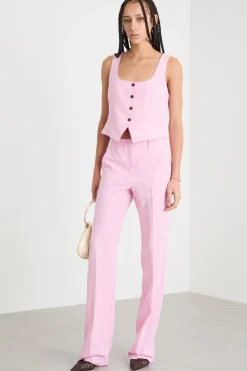 Pantalone dritto in stuoia - Rosa