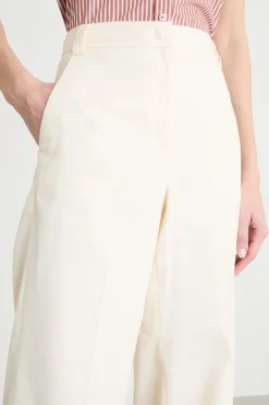 Pantalone dritto in stuoia stretch - Bianco
