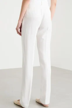 Pantalone dritto in twill - Bianco