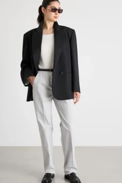 Pantalone dritto stretch - Grigio