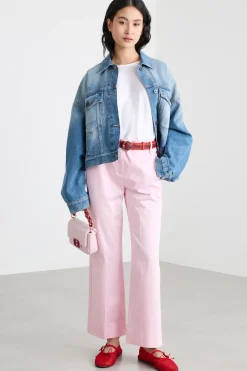 Pantalone dritto stretch - Rosa