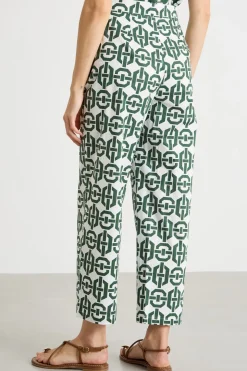 Pantalone dritto stretch - Verde Bianco