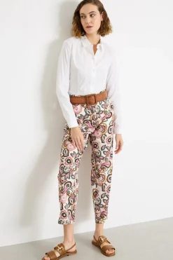 Pantalone dritto stretch - Verde Rosa Nero