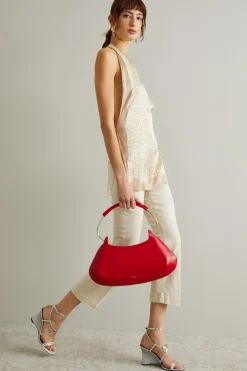 Pantalone flare in bull di cotone - Bianco