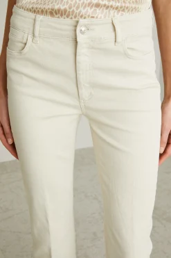 Pantalone flare in bull di cotone - Bianco