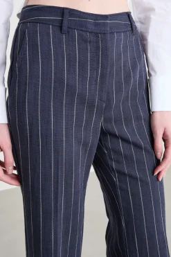 Pantalone flare in natté - Blu Bianco