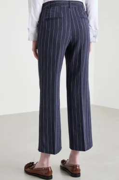 Pantalone flare in natté - Blu Bianco