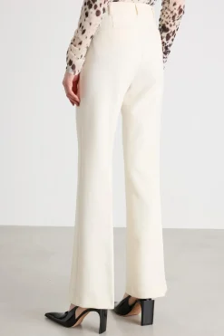 Pantalone flare in tela doppia - Bianco